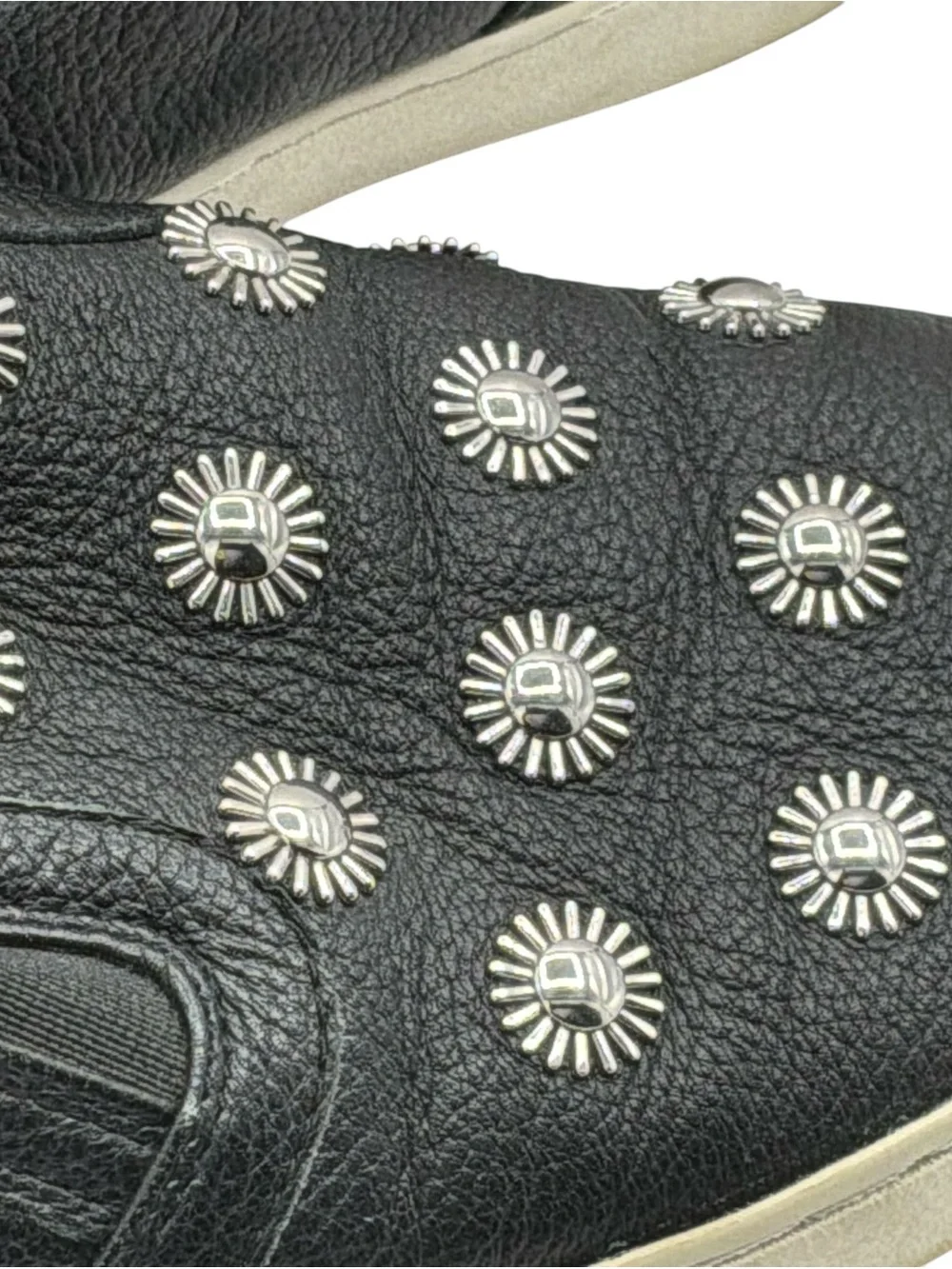 Michael Kors Leo Starburst black leather slip-on Flats & silver sunburst studs